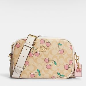 Jamie Camera Bag In Signature Canvas With Heart Cherry Print